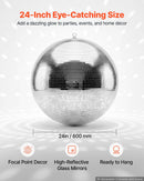 VEVOR Boule à Facettes 600 mm, Boule Disco Argentée Réfléchissante, avec Anneau de Suspension, Facettes Miroir de 2 Tailles, pour Mariage, Anniversaire, Fête, Club, DJ, Scène et Décoration Intérieure - image 3