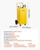 VEVOR Chariot à Carburant 113,6 L, Réservoir Diesel Mobile avec Pompe Électrique, pour Tracteurs, Chariots Élévateurs, Chargeuses et Équipements Agricoles, en Acier au Carbone, 4 Roues, Tuyau, Jaune - image 8