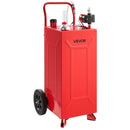 VEVOR Chariot à Carburant 113,6 L, Réservoir à Carburant Mobile avec Pompe Électrique, pour Essence et Diesel, Voiture, Tondeuse, Quad, Bateau et Moto, Acier au Carbone, avec 2 Roues et Tuyau, Rouge