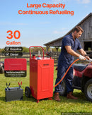 VEVOR Chariot à Carburant 113,6 L, Réservoir à Carburant Mobile avec Pompe Électrique, pour Essence et Diesel, Voiture, Tondeuse, Quad, Bateau et Moto, Acier au Carbone, avec 2 Roues et Tuyau, Rouge - image 3