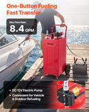VEVOR Chariot à Carburant 113,6 L, Réservoir à Carburant Mobile avec Pompe Électrique, pour Essence et Diesel, Voiture, Tondeuse, Quad, Bateau et Moto, Acier au Carbone, avec 2 Roues et Tuyau, Rouge - image 4