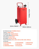 VEVOR Chariot à Carburant 113,6 L, Réservoir à Carburant Mobile avec Pompe Électrique, pour Essence et Diesel, Voiture, Tondeuse, Quad, Bateau et Moto, Acier au Carbone, avec 2 Roues et Tuyau, Rouge - image 8