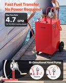 VEVOR Chariot Carburant 151,4 L Réservoir à Carburant Mobile Pompe Manuelle, Réservoir en Acier au Carbone, avec 4 Roues et Tuyau, pour Essence et Diesel, Voiture, Tondeuse, Quad, Moto, Bateau, Rouge - image 4