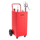 VEVOR Chariot Carburant 132,5 L Réservoir à Carburant Mobile Pompe Manuelle, Réservoir en Acier au Carbone, avec 4 Roues et Tuyau, pour Essence et Diesel, Voiture, Quad, Tondeuse, Bateau, Moto, Rouge