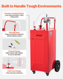 VEVOR Chariot Carburant 132,5 L Réservoir à Carburant Mobile Pompe Manuelle, Réservoir en Acier au Carbone, avec 4 Roues et Tuyau, pour Essence et Diesel, Voiture, Quad, Tondeuse, Bateau, Moto, Rouge - image 7
