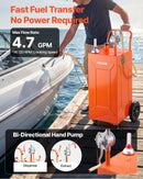 VEVOR Chariot Carburant 132,5 L Réservoir à Carburant Mobile Pompe Manuelle, Réservoir en Acier au Carbone, avec 4 Roues et Tuyau, pour Essence et Diesel, Voiture, Quad, Tondeuse, Bateau, Moto, Orange - image 4