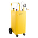 VEVOR Chariot Carburant 132,5 L Réservoir à Carburant Mobile Pompe Manuelle, Réservoir en Acier au Carbone, avec 4 Roues et Tuyau, pour Essence et Diesel, Voiture, Quad, Tondeuse, Moto, Bateau, Jaune