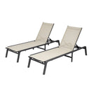 VEVOR Bain de Soleil, Capacité de Charge 181,44 kg, Chaise Longue Jardin Pliable Inclinable en Aluminium, Lot de 2, avec 5 Positions Réglables, pour Extérieur, Piscine, Plage, Terrasse, Patio, Pelouse