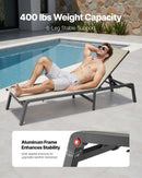 VEVOR Bain de Soleil, Capacité de Charge 181,44 kg, Chaise Longue Jardin Pliable Inclinable en Aluminium, Lot de 2, avec 5 Positions Réglables, pour Extérieur, Piscine, Plage, Terrasse, Patio, Pelouse - image 3