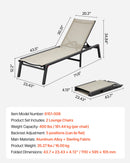 VEVOR Bain de Soleil, Capacité de Charge 181,44 kg, Chaise Longue Jardin Pliable Inclinable en Aluminium, Lot de 2, avec 5 Positions Réglables, pour Extérieur, Piscine, Plage, Terrasse, Patio, Pelouse - image 8