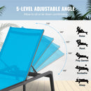 VEVOR Chaise longue jardin extérieur, lot de 2, transat de patio pliable en aluminium avec 5 positions réglables, chaises inclinables de bronzage entièrement plates pour plage, piscine, terrasse, bleu - image 6