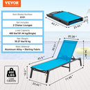 VEVOR Chaise longue jardin extérieur, lot de 2, transat de patio pliable en aluminium avec 5 positions réglables, chaises inclinables de bronzage entièrement plates pour plage, piscine, terrasse, bleu - image 8
