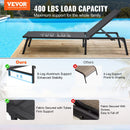 VEVOR Chaise longue jardin extérieur, lot de 2, transat de patio pliable en aluminium avec 5 positions réglables, chaises inclinables de bronzage entièrement plates pour plage, piscine, gris foncé - image 3