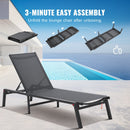 VEVOR Chaise longue jardin extérieur, lot de 2, transat de patio pliable en aluminium avec 5 positions réglables, chaises inclinables de bronzage entièrement plates pour plage, piscine, gris foncé - image 5