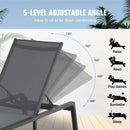 VEVOR Chaise longue jardin extérieur, lot de 2, transat de patio pliable en aluminium avec 5 positions réglables, chaises inclinables de bronzage entièrement plates pour plage, piscine, gris foncé - image 6