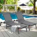 VEVOR Chaise longue jardin extérieur, lot de 2, transat de patio pliable en aluminium avec 5 positions réglables, chaises inclinables de bronzage entièrement plates pour plage, piscine, gris foncé - image 9