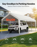 VEVOR Carport, 3,05 x 6,09 m, Abri de Voiture Robuste avec Cadre en Acier, Abri de Garage Extérieur, Résistant aux UV et à l'Eau, Protection Toutes Saisons, Auvent pour Voiture, Bateau, Moto, Blanc - image 3