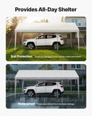 VEVOR Carport, 3,05 x 6,09 m, Abri de Voiture Robuste avec Cadre en Acier, Abri de Garage Extérieur, Résistant aux UV et à l'Eau, Protection Toutes Saisons, Auvent pour Voiture, Bateau, Moto, Blanc - image 4