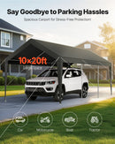 VEVOR Carport, 3,05 x 6,09 m, Abri de Voiture Robuste avec Cadre en Acier, Abri de Garage Extérieur, Résistant aux UV et à l'Eau, Protection Toutes Saisons, Auvent pour Voitures, Bateaux, Moto, Gris - image 3