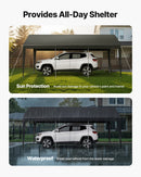 VEVOR Carport, 3,05 x 6,09 m, Abri de Voiture Robuste avec Cadre en Acier, Abri de Garage Extérieur, Résistant aux UV et à l'Eau, Protection Toutes Saisons, Auvent pour Voitures, Bateaux, Moto, Gris - image 4