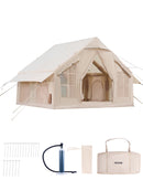 VEVOR Tente de Camping Gonflable, 3x3x2,3 m, Tente de Glamping pour 4 à 6 Personnes Oxford 300D Facile à Installer, avec Pompe à Main, Portes, Fenêtres en Maille, Sac de Rangement, Transport Simple
