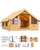 VEVOR Tente de Camping Gonflable, 4 x 3 x 2,2 m, Tente de Glamping pour 5 à 8 Personnes avec Pompe à Main, 2 Puits de Lumière, Auvent, Portes, Fenêtres en Maille, Sac de Rangement, Facile à Installer