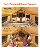 VEVOR Tente de Camping Gonflable, 4,8x3,6x2,2 m, Tente de Glamping de Luxe pour 8 à 12 Personnes avec Pompe à Main, 2 Puits de Lumière, Auvent, Portes, Fenêtres en Maille, Sac de Rangement, 4 Saisons - image 4