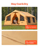 VEVOR Tente de Camping Gonflable, 4,8x3,6x2,2 m, Tente de Glamping de Luxe pour 8 à 12 Personnes avec Pompe à Main, 2 Puits de Lumière, Auvent, Portes, Fenêtres en Maille, Sac de Rangement, 4 Saisons - image 6
