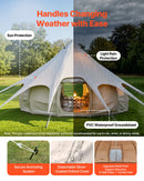VEVOR Tente Yourte en Toile, Tente Cloche 5 m pour Camping Familial, Glamping, Chasse, Événements Plein Air, Jusqu'à 12 Personnes, avec Passage pour Conduit de Poêle, Tapis Amovible, Toit Anti-pluie - image 5