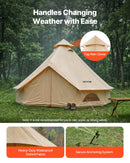 VEVOR Tente Yourte 4 m Jusqu'à 4 Personnes Tente Cloche en Tissu Oxford, pour 4 Saisons, Camping Familial, Glamping, Chasse, Événements Plein Air, avec Passage pour Conduit de Poêle, Tapis Amovible - image 5