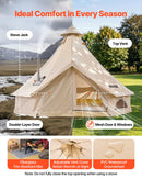 VEVOR Tente Yourte 4 m Jusqu'à 4 Personnes Tente Cloche en Tissu Oxford, pour 4 Saisons, Camping Familial, Glamping, Chasse, Événements Plein Air, avec Passage pour Conduit de Poêle, Tapis Amovible - image 6