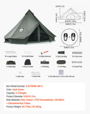 VEVOR Tente Yourte en Toile, Tente Cloche 3 m pour 4 Saisons, Camping Familial, Glamping, Chasse, Fêtes Événements en Plein Air, Jusqu'à 3 Personnes, avec Passage pour Conduit de Poêle, Tapis Amovible - image 8