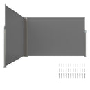 VEVOR Auvent Latéral Rétractable 200x600 cm Paravent Extérieur Imperméable Brise-Vue Tissu en Polyester 180 g/m² Pare-vent Écran de Séparation Résistant aux UV 30+ pour Jardin, Balcon, Terrasse, Gris