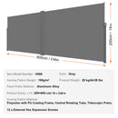 VEVOR Auvent Latéral Rétractable 200x600 cm Paravent Extérieur Imperméable Brise-Vue Tissu en Polyester 180 g/m² Pare-vent Écran de Séparation Résistant aux UV 30+ pour Jardin, Balcon, Terrasse, Gris - image 8