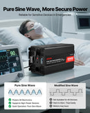 VEVOR Convertisseur Pur Sinus CC 12 V vers CA 230 V Onduleur Sinusoïdal Pur 4000 W, avec Écran LCD, Télécommande Filaire, Port USB et Type-C, 2 Prises CA, pour Camping-car, Voiture, Système Solaire - image 4