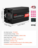 VEVOR Convertisseur Pur Sinus CC 12 V vers CA 230 V Onduleur Sinusoïdal Pur 4000 W, avec Écran LCD, Télécommande Filaire, Port USB et Type-C, 2 Prises CA, pour Camping-car, Voiture, Système Solaire - image 8