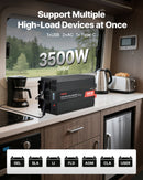 VEVOR Convertisseur Pur Sinus CC 12 V vers CA 230 V Onduleur Sinusoïdal Pur 3500 W, avec Écran LCD, Télécommande Filaire, Port USB et Type-C, 2 Prises CA, pour Camping-car, Voiture, Système Solaire - image 3