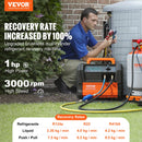 VEVOR Station de Récupération Fluides Frigorigènes 1 HP, Machine de Récupération de Réfrigérant Portable, Double Cylindre, Moteur sans Balais de 3000 tr/min, pour Auto, Climatisation, CVC Domestique - image 3
