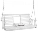 VEVOR Balançoire de porche en bois, 1523x710x600 mm, banc de terrasse pour cour et jardin, forte capacité de charge 400kg, banc de balançoire robuste avec chaînes de suspension pour extérieur, blanc - image 2