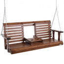 VEVOR Balançoire de porche en bois, 1523x710x600 mm, banc de terrasse pour cour et jardin, forte capacité de charge 400 kg, banc de balançoire robuste avec chaînes de suspension pour extérieur, marron - image 2