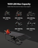 VEVOR Cric de Moto avec Capacité de Charge 680 kg, Pont Élévateur Pneumatique Hauteur de Levage 18-94 cm, Table de Levage de Moto Stable avec Établi Amovible, pour Entretien Réparation Quad VTT - image 5