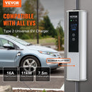 VEVOR Chargeur EV Portable Type 2 IEC6219 Chargeur Voiture Électrique 16 A 3,68 kW Monophasé 11 kW Triphasé Câble de Charge 7,5 m Prise CEE 16 LCD IP66 avec Sac de Rangement Crochet de Câble de Charge - image 3