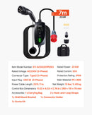 VEVOR Chargeur Voiture Électrique 22 kW Borne de Recharge Véhicule Électrique Mobile 32 A avec Câble Recharge Type 2 7 m, Prise CEE 32 A Triphasé, Écran LCD, Courant Réglable, Boîtier de Commande IP66 - image 8