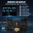 VEVOR Onduleur à onde sinusoïdale pure, 5000 W, onduleur de voiture CC 12 V vers CA 230 V, avec port USB, écran LCD, télécommande, prise EU, pour camping-car, camion, voiture, système solaire, voyage - image 4