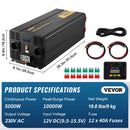 VEVOR Onduleur à onde sinusoïdale pure, 5000 W, onduleur de voiture CC 12 V vers CA 230 V, avec port USB, écran LCD, télécommande, prise EU, pour camping-car, camion, voiture, système solaire, voyage - image 8