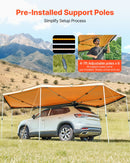 VEVOR Auvent 270 Degrés 5,7x2,1 m Auvent Voiture Latéral Rétractable Abri Autoportant Toutes Saisons pour Véhicule SUV Fourgonnettes Camionnettes Camping, avec Éclairage LED Intégré Imperméable UV50+ - image 3