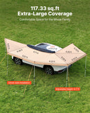 VEVOR Auvent 270 Degrés 5,7x2,1 m Auvent Voiture Latéral Rétractable Abri Autoportant Toutes Saisons pour Véhicule SUV Fourgonnettes Camionnettes Camping, avec Éclairage LED Intégré Imperméable UV50+ - image 4
