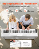 VEVOR Piano Numérique 88 Touches Lestées, Mode Double Clavier Haut-parleurs, avec Pupitre à Partitions, Support, Pédale Sustain, Adaptateur CC, 280 Sonorités, Connexion Sans Fil, pour Débutants, Blanc - image 5