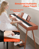 VEVOR Piano Numérique 88 Touches Lestées, Mode Double Clavier et Haut-parleurs, avec Pupitre à Partitions, Support, Pédale de Sustain, 280 Sonorités, Connexion Sans Fil, pour Débutants, Couleur Bois - image 3