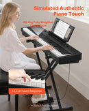 VEVOR Piano Numérique 88 Touches Lestées, Mode Double Clavier et Haut-parleurs, avec Support en X, Pédale de Sustain, Fonction Enregistrement, 280 Sonorités, Connexion Sans Fil, pour Débutants, Noir - image 3